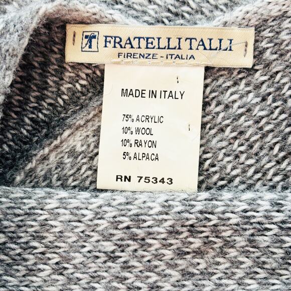 Fratelli Talli Italy Wool Alpaca Blend Gray Knit Cape Poncho One Size Lagenlook - Picture 6 of 9